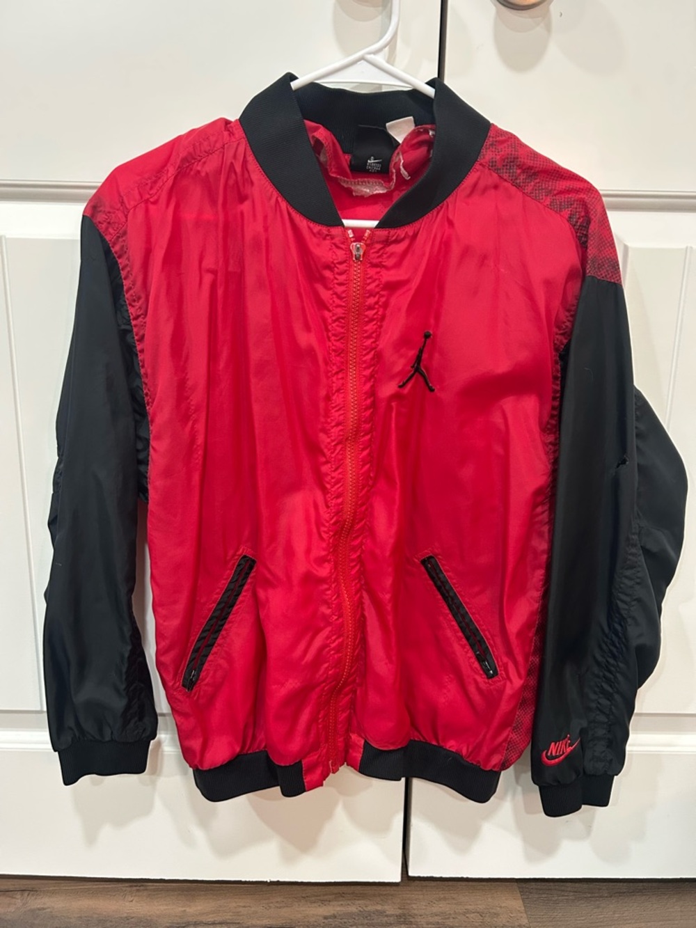 Nike Red and Black Satin-Feel light weight Jacket with Zip